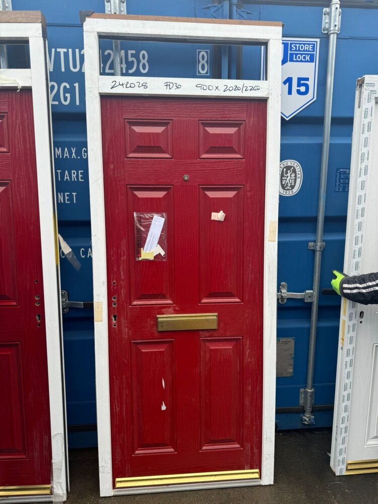 Red Composite Traditional FD30 Door 900 x 2020/2260 mm 24RO28