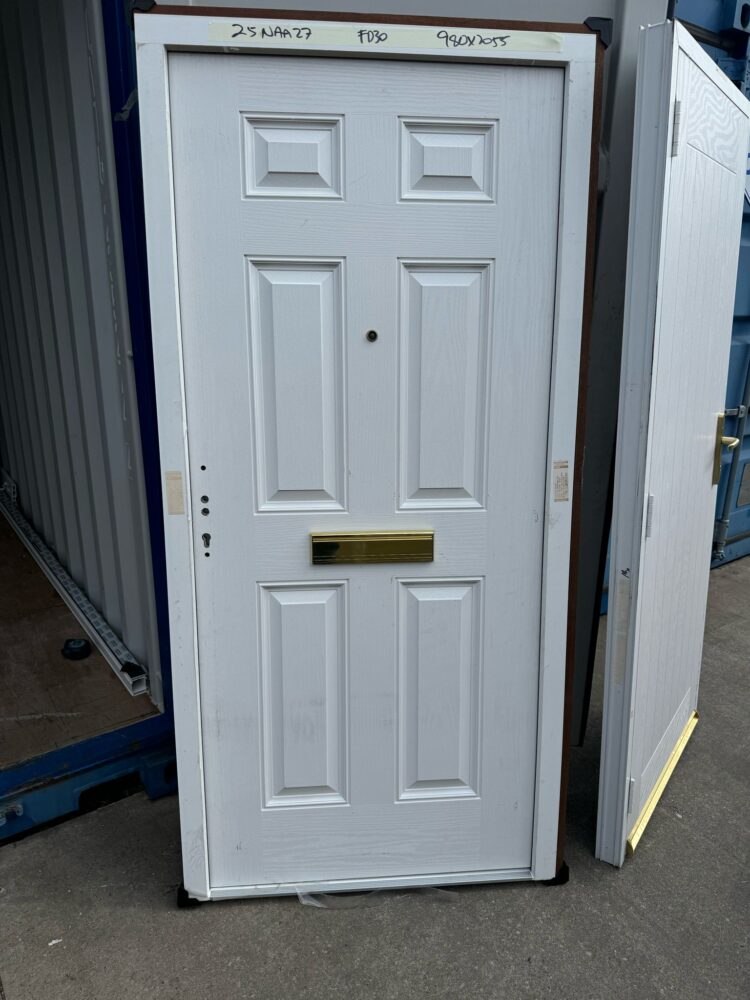 White Composite Traditional FD30 Door 980 x 2055 mm 25NAA27