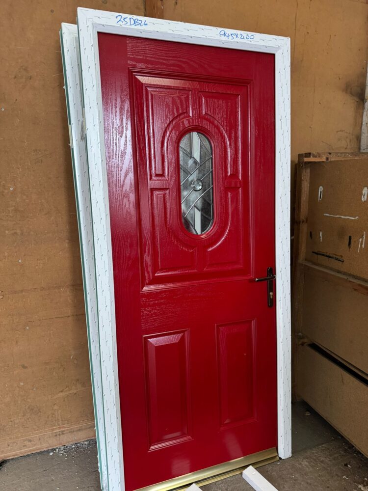 Red Composite Traditional Door 945 x 2100 mm 25DB26