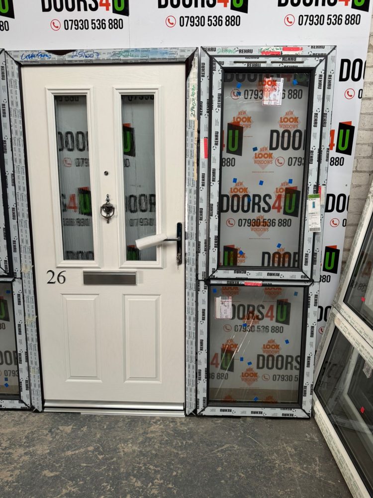 White Composite Traditional Door With Side Panel 1665 x 2030 mm 25TW07