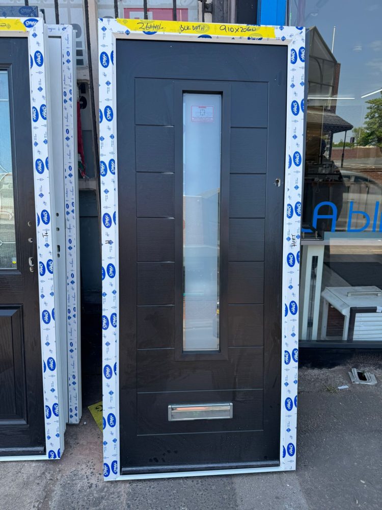 Black Composite Modern Door 910 x 2060 mm 26HA16