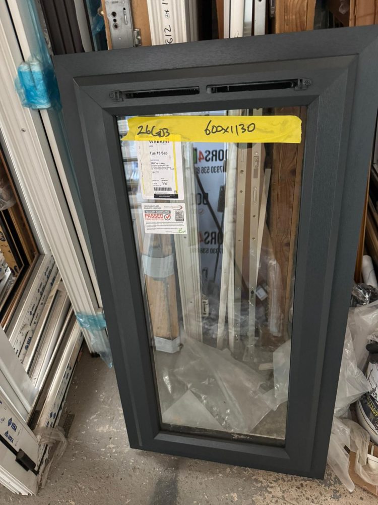 Grey Upvc Window 600 X 1130 mm 26G03