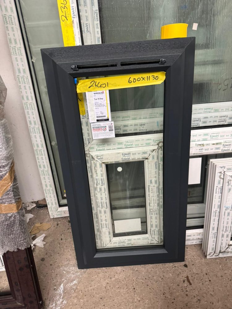 Grey Upvc Window 600 X 1130 mm 26G01