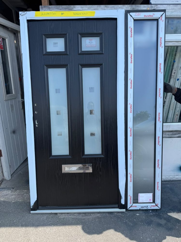 Black Composite Traditional Door With Side Panel 1385 x 2010 mm 26HMJJ02