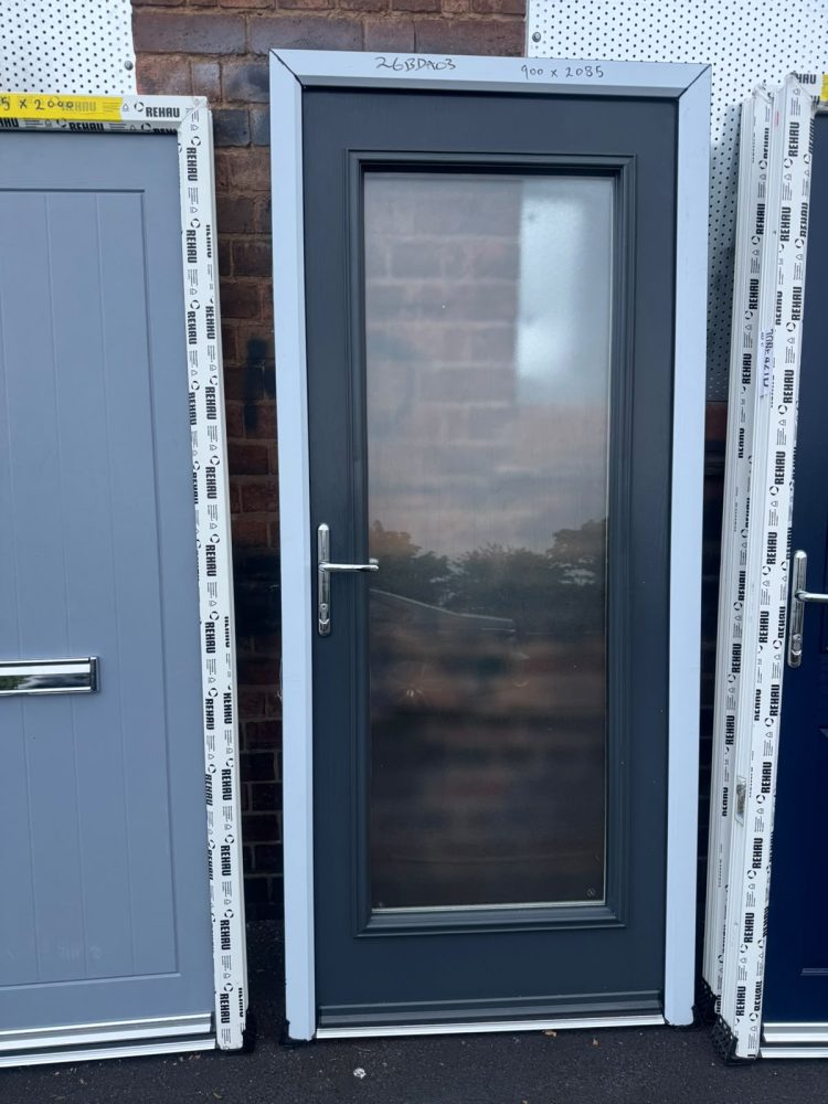 Grey Composite Traditional Glass Door 900 x 2085 mm 26BDA03B